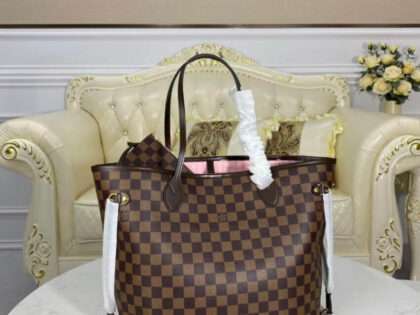 Replica Louis Vuitton Damier Ebene Neverfull MM Pink
