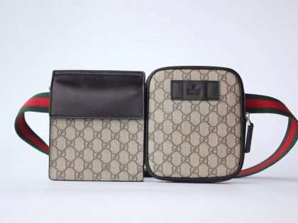Replica Gucci GG Supreme Monogram Web Belt Bag Black