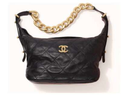 Replica Chanel Black Calfskin Leathe Hobo Bag