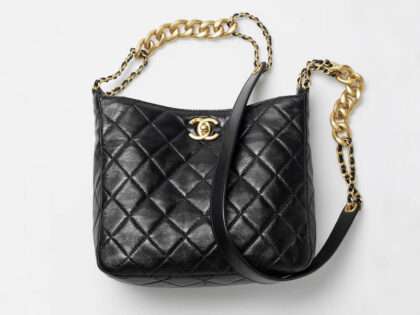 Replica Chanel Lambskin Hobo Handbag Black