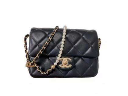 Replica Chanel Lambskin Mini Flap Bag Black