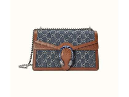 Replica Gucci Small Dionysus Shoulder Bag in Blue Jacquard Denim