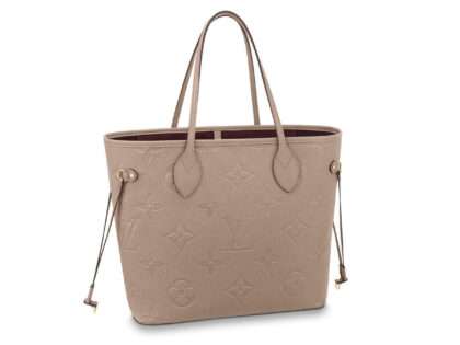 Replica Louis Vuitton Monogram Empreinte Leather Neverfull MM Tourterelle Gray Or Black Or Cream