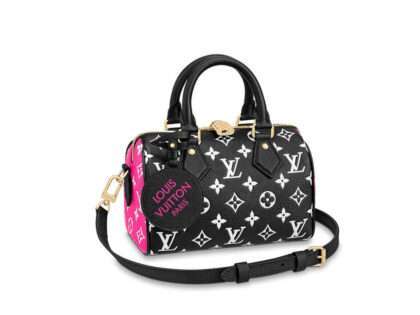 Replica Louis Vuitton Monogram Empreinte Leather Speedy Bandouliere 20 Black