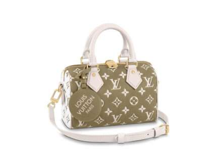 Replica Louis Vuitton Monogram Empreinte Leather Speedy Bandouliere 20 Khaki