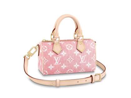 Replica Louis Vuitton Monogram Jacquard Denim Nano Speedy Pink