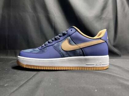 Replica Nike Air Force 1 07 Low Denim Blue Brown White Gold #AF078