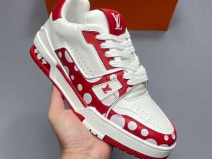 Replica Louis Vuitton Trainer Sneaker Low Red White#LVS068