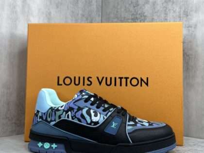 Replica Louis Vuitton Trainer Sneakers Black Green#LV082