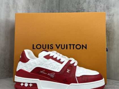 Replica Louis Vuitton Trainer Sneakers White Red#LV085