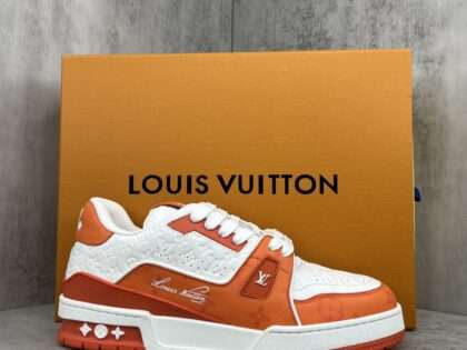 Replica Louis Vuitton Trainer Sneakers Orange White#LV089