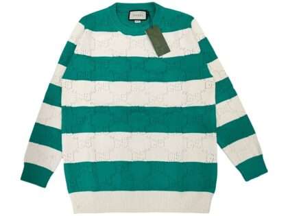 Replica Gucci New Fashionable White Green Stripe Sweaters #GUS003