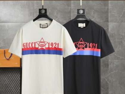Replica Gucci 2023SS New Crew Neck T-shirts Black Apricot #HT054