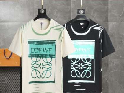 Replica LOEWE New Crew Neck T-shirts Black Apricot #HT055