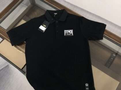 Replica FENDI 2023ss New Polo Shirts For Men Black White#HT059