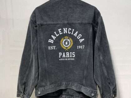 Replica Balenciaga Denim Jackets Printed Embroidery For Unisex