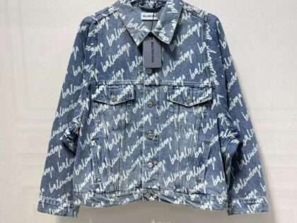 Replica BBalenciaga Denim Jackets Letter Oversize Outerwear For Unisex