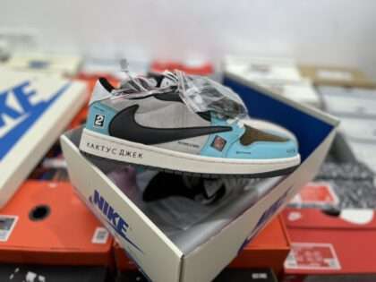 Replica Custom Travis Scott x Nk Air Jordan 1 Low OG SP “JACKBOYS” Joint BMW M3 Water Blue Shoes#NAM048