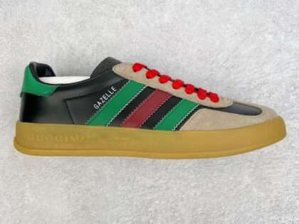 Replica Adidas X Gucci Sneakers Gazelle Metallic Black Green #AG002