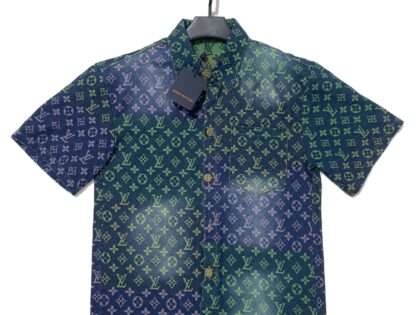 Replica Louis Vuitton New Demin Shirt Short Sleeve Streetwear#HTS309