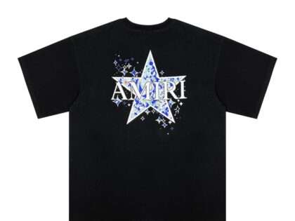 Replica AMIRI Black / White Paisley Star Print T-Shirt