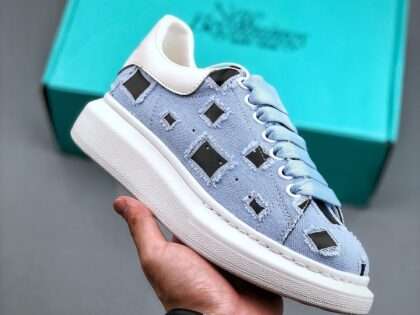 Replica Alexander McQueen Fashion Sports Denim Leather Sneakers Flat Casual Shoes