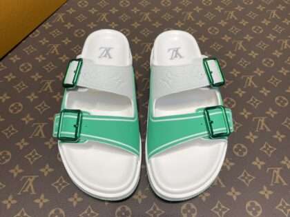 Replica Louis Vuitton Green White Trainer Slides #LV094