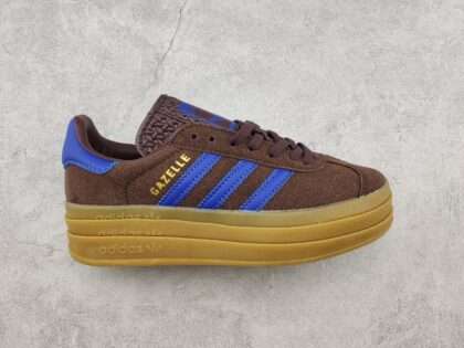 Replica Adidas Originals Gazelle Bold Dark Brown Blue Gold