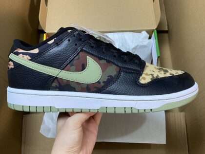 Replica Nike Dunk Low Crazy Camo (GS) BLACK/MULTI-OLIVE