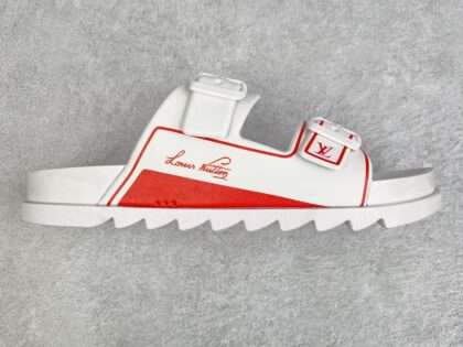 Replica Louis Vuitton Trainer Slides White Red#LV110
