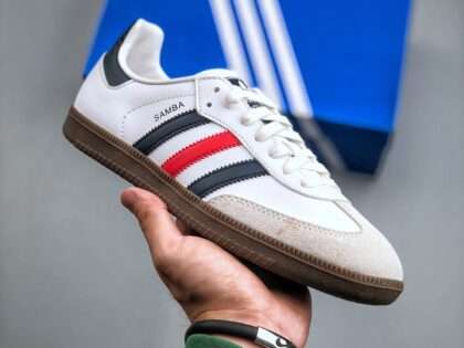 Replica Adidas Samba Vegan OG Cloud White Navy Blue Red F75247