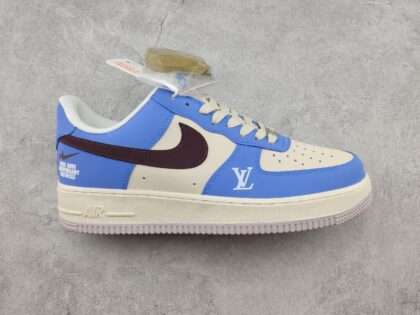 Replica LV x Nike Air Force 1 07 Low Navy Blue Brown White