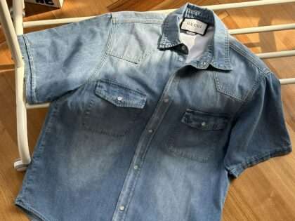 Replica Gucci New Demin Shirt Short Sleeve Streetwear#HTS250