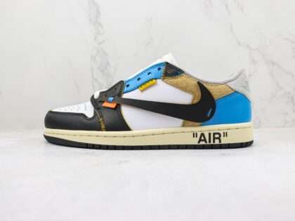 Replica Off White x Air Jordan 1 Low Black White Blue CZ0790 108 #OWC207