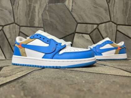 Replica Off White x Air Jordan 1 Low "UNC" Beige White Blue CZ0790-148#OWC208