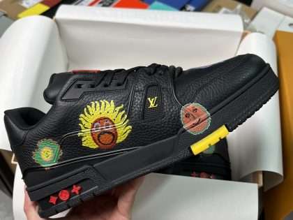 Replica Louis Vuitton x Yayoi Kusama Trainer Black Print