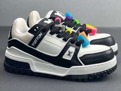 Replica LV 23SS Trainer Maxi Sneakers White Black Men Shoes