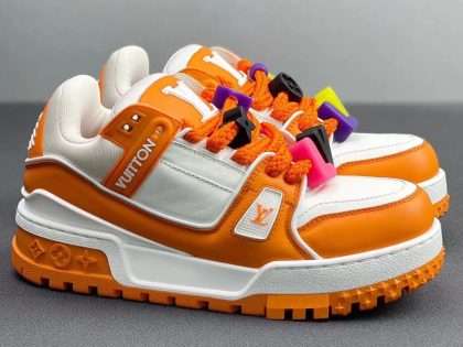 Replica LV 23SS Trainer Maxi Sneakers White Orange 1AB8SZ Men Shoes