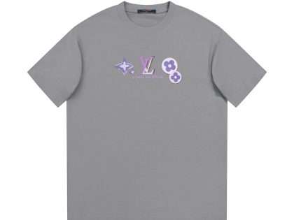 Replica Louis Vuitton New Crew Neck T-shirts For Unisex Grey and Apricot#NTS099