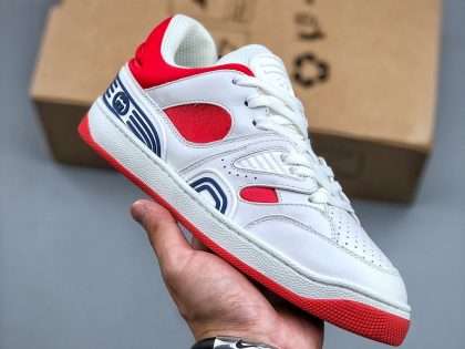 Replica Gucci Basket Demetra Lace Up Low Top Sneaker White Red