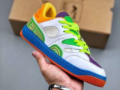 Replica Gucci Basket Demetra Lace Up Low Top Sneaker Multicolor (Green Orange Purple)
