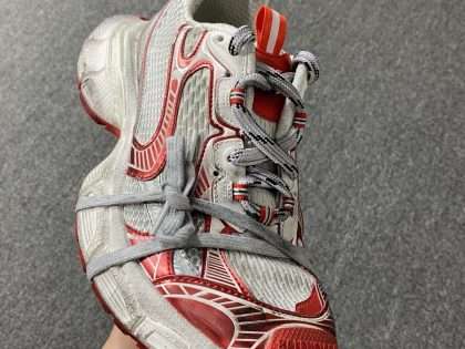 Replica BALENCIAGA 3XL Distressed Mesh and Rubber Sneakers White and Red