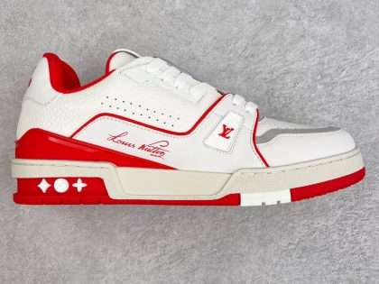 Replica LV Louis Vuitton Trainer #54 Signature White Red