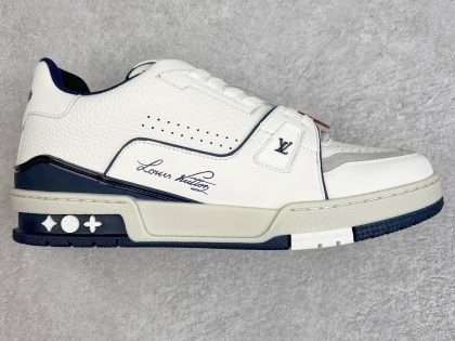 Replica LV Louis Vuitton Trainer #54 Signature White Blue