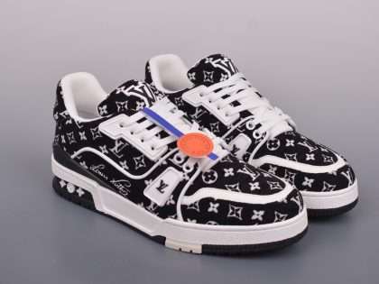 Replica LV Louis Vuitton Trainer Black Monogram Textile