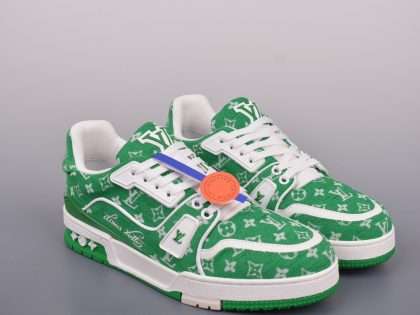 Replica LV Louis Vuitton Trainer Green Monogram Textile