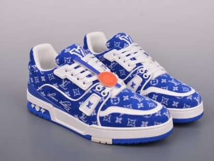 Replica LV Louis Vuitton Trainer Blue Monogram Textile