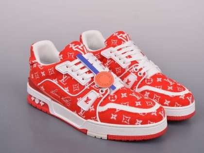 Replica LV Louis Vuitton Trainer Red Monogram Textile