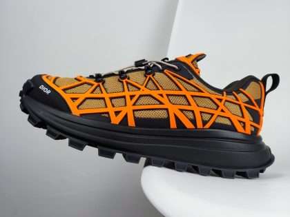 Replica Dior B31 RUNNER SNEAKER Beige Technical Mesh and Orange Rubber with Warped Cannage Motif