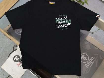 Replica Bape New Crew Neck T-shirts For Unisex Black and White#NTS116